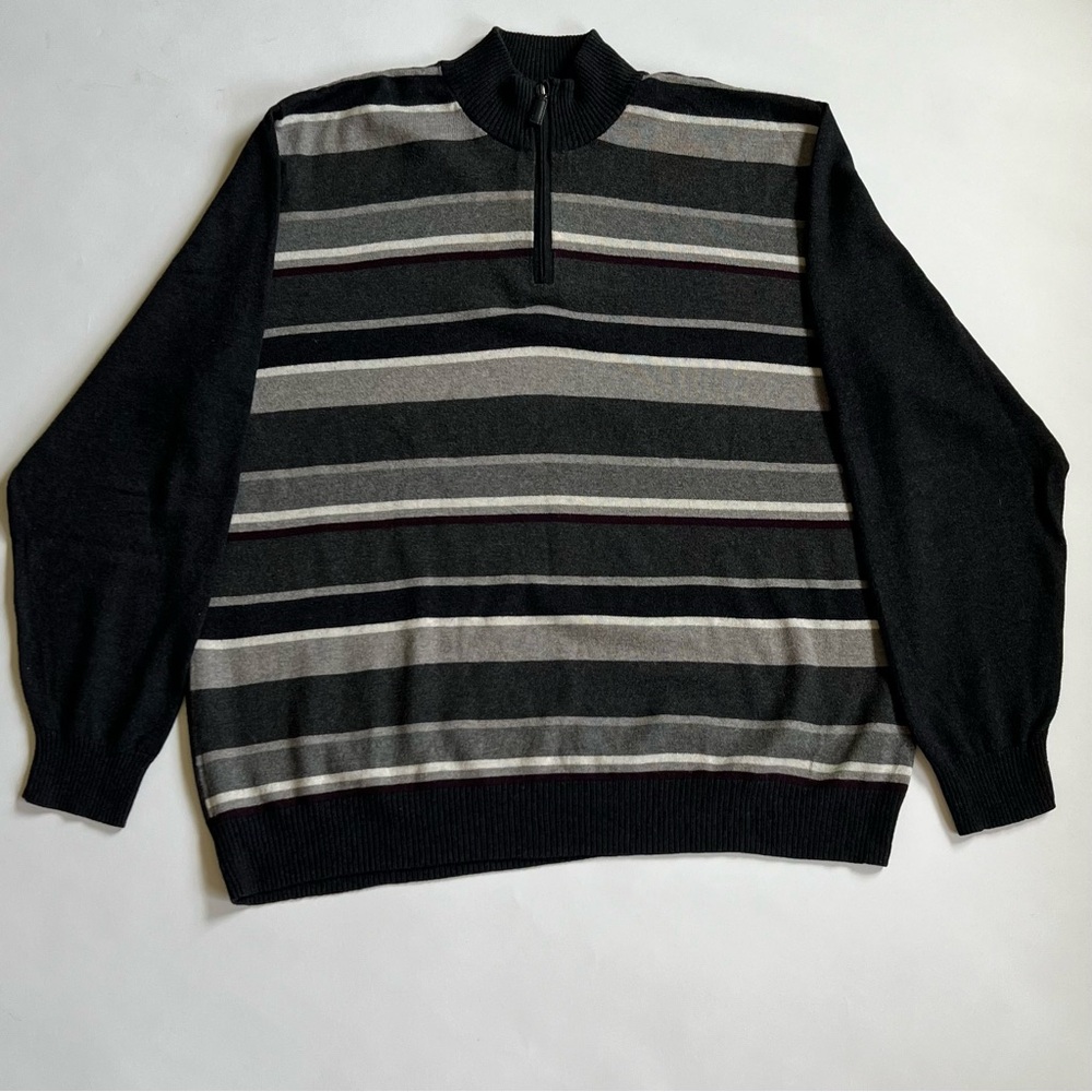 Sebastian Cooper Grey Stripe Mock Neck Sweater, Size XXL - Picture 4 of 8
